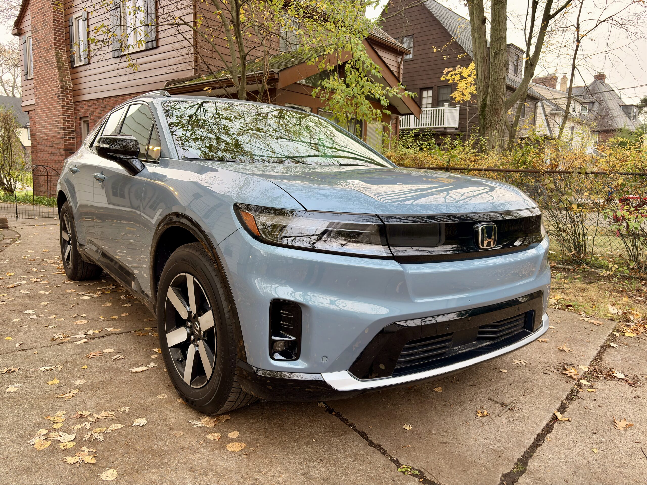 A gray Honda Prologue from the front passenger’s side